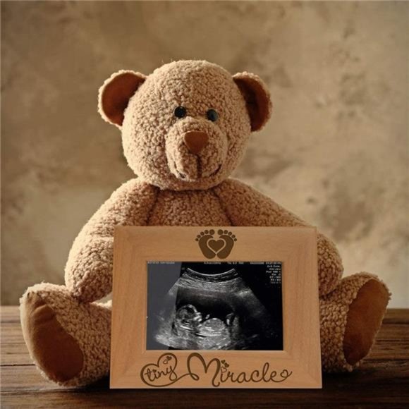 Tiny Miracle Engraved Natural Wood Picture Frame, Baby Announcement Photo Frame - Picture 6 of 7